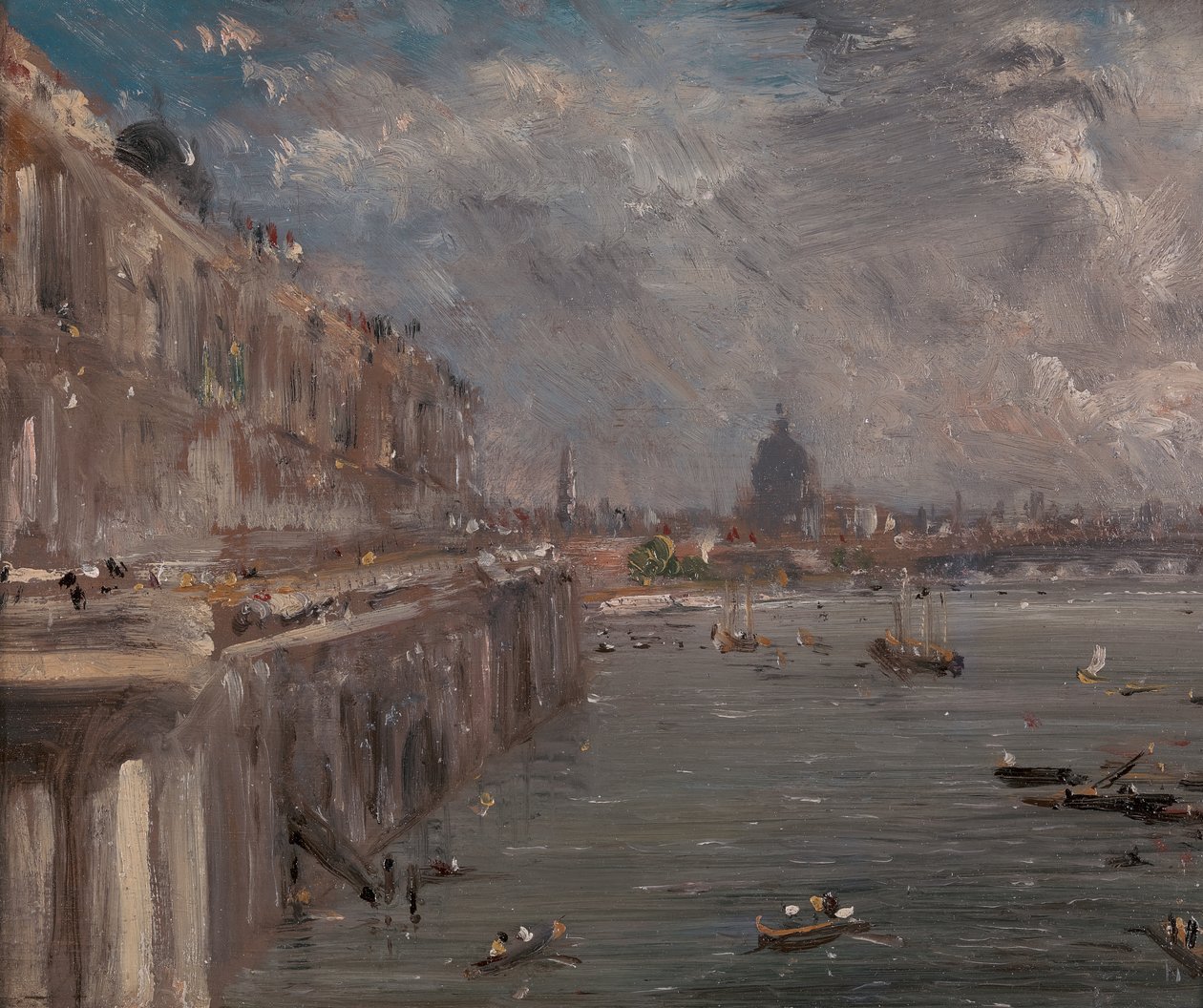 Somerset House Terrace från Waterloo Bridge, ca. 1819. av John Constable