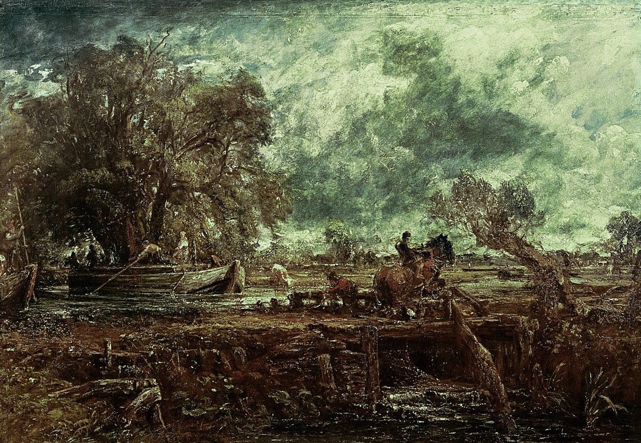 Studie för The Leaping Horse, c.1825 av John Constable