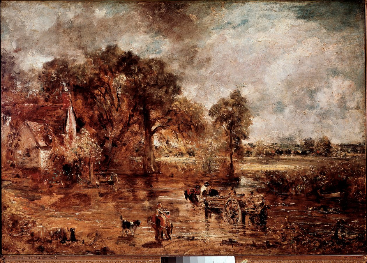 Studera för "" The hay wain"". Målning av John Constable (1776-1837) 1820-1821 Sön. 137x188 cm London, Victoria and Albert Museum av John Constable