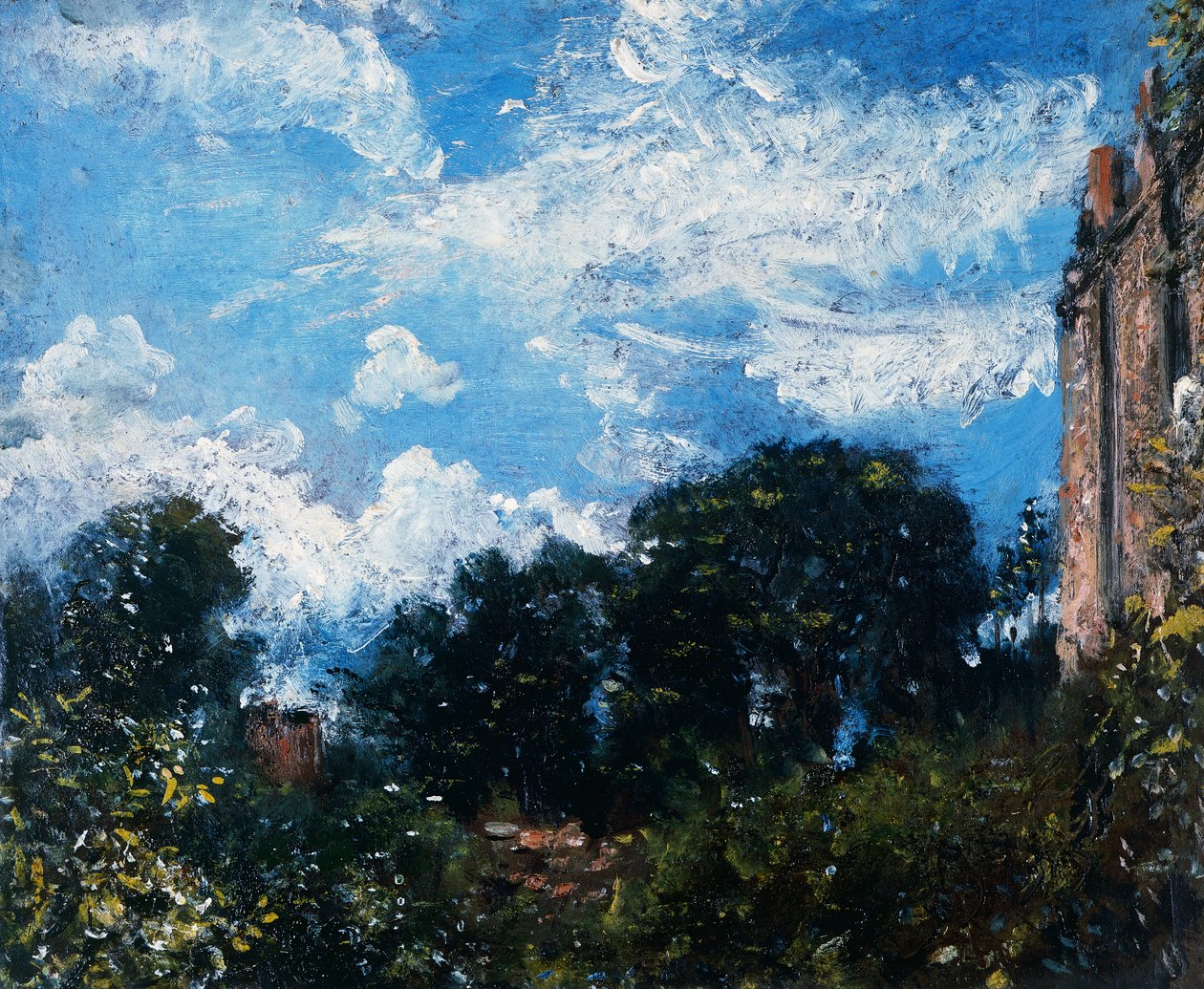 Studie av himmel och träd (olja på duk) av John Constable