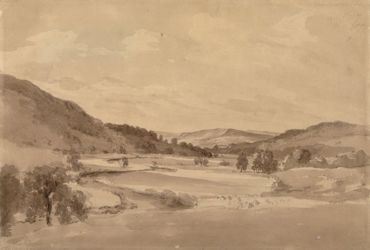 Derwent Valley med Chatsworth i fjärran av John Constable