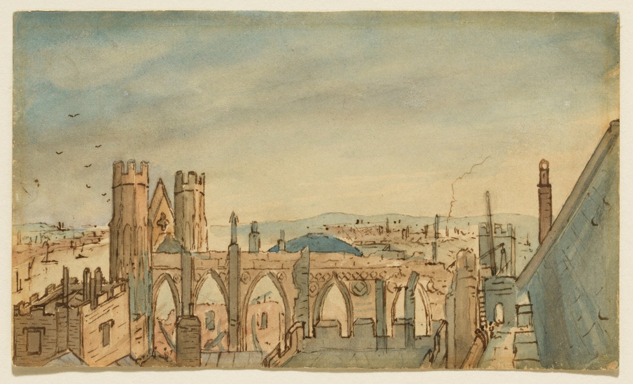 Houses of Parliament efter branden av John Constable