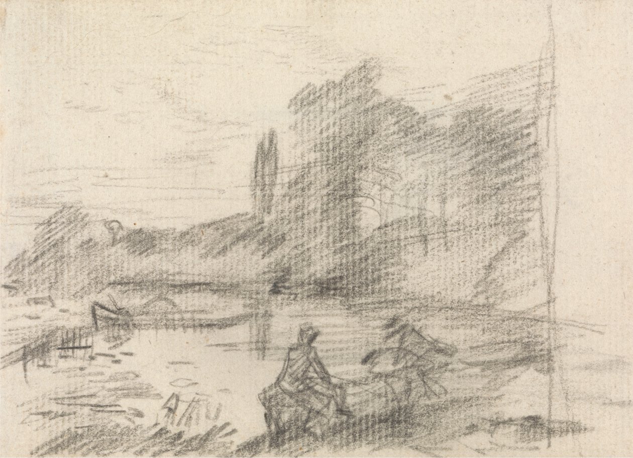 Två figurer vid en flod av John Constable