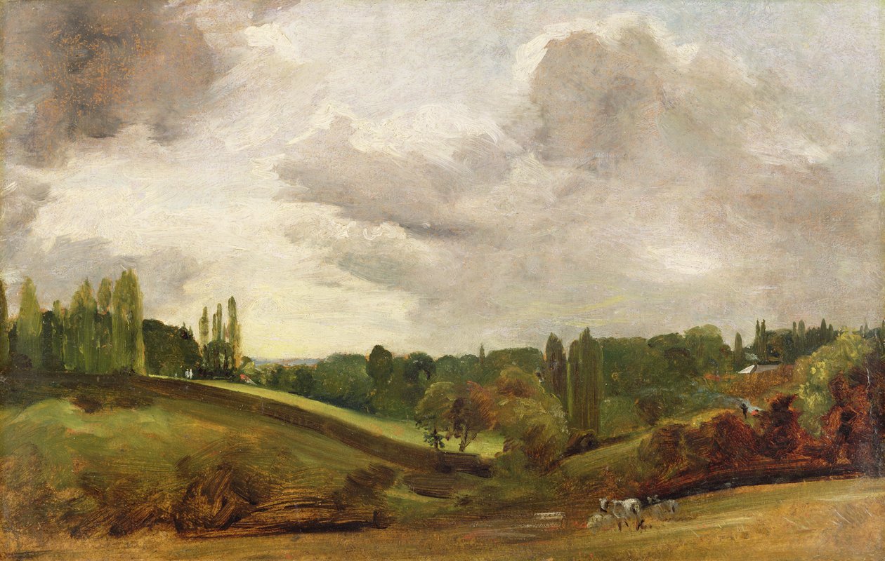Utsikt över Östra Bergholt, ca 1813 (olja på duk) av John Constable