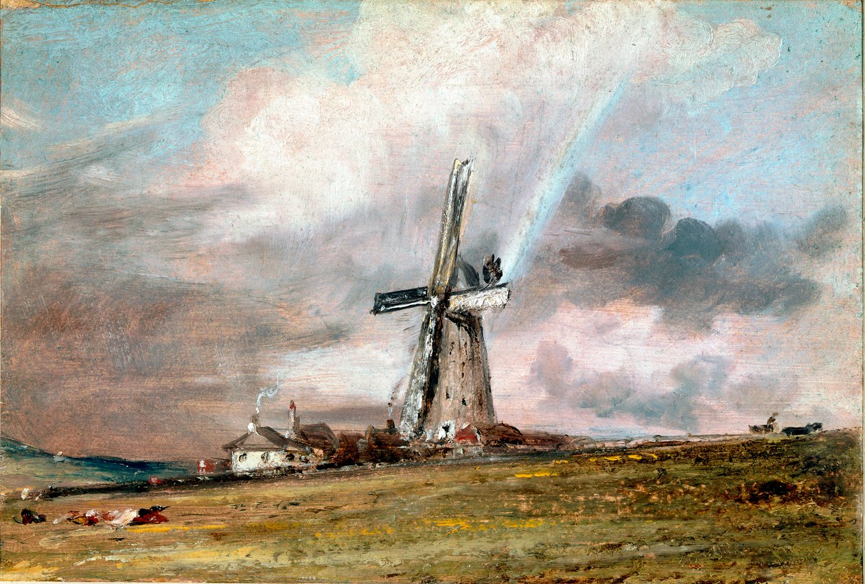 Väderkvarn, hus och regnbågsmålning av John Constable (1776-1837) 1824 ca. Sol. 21x30,4 cm London, Victoria and Albert museum av John Constable