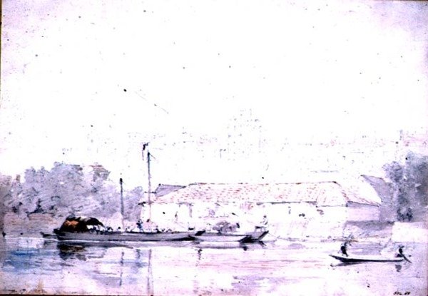 Windsor Castle från floden, 1802 (penna och röd krita och akvarell) av John Constable