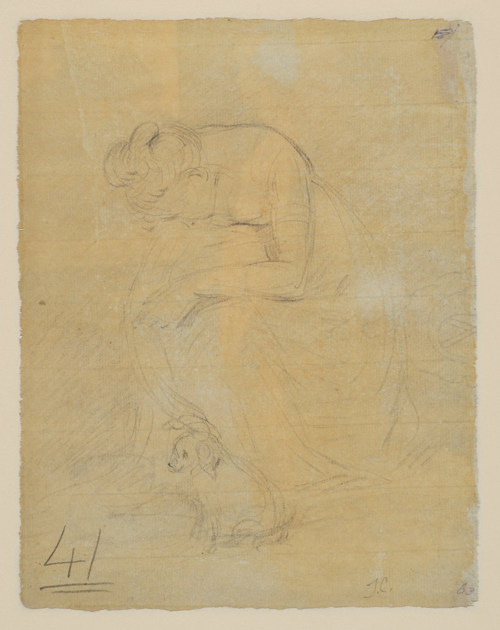 Kvinna sittande, med en hund vid fötterna, tergo, c.1806 av John Constable