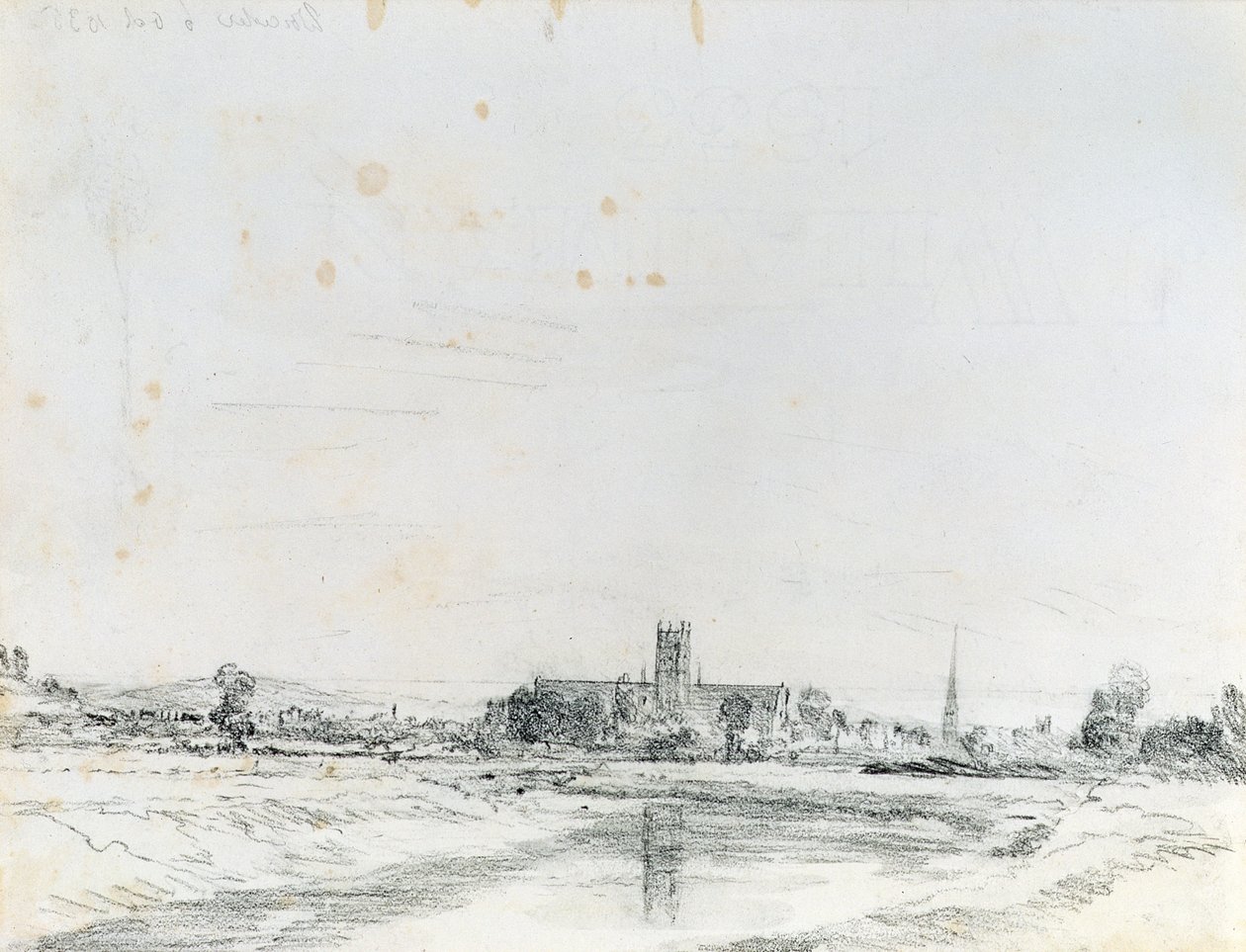 Worcester Cathedral från söder (penna) av John Constable