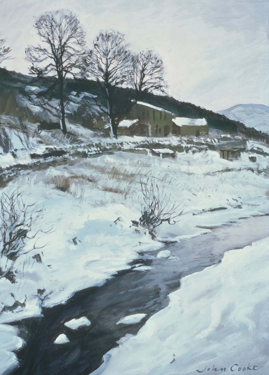 Från Ewegales Bridge, 1998 (gouache) av John Cooke