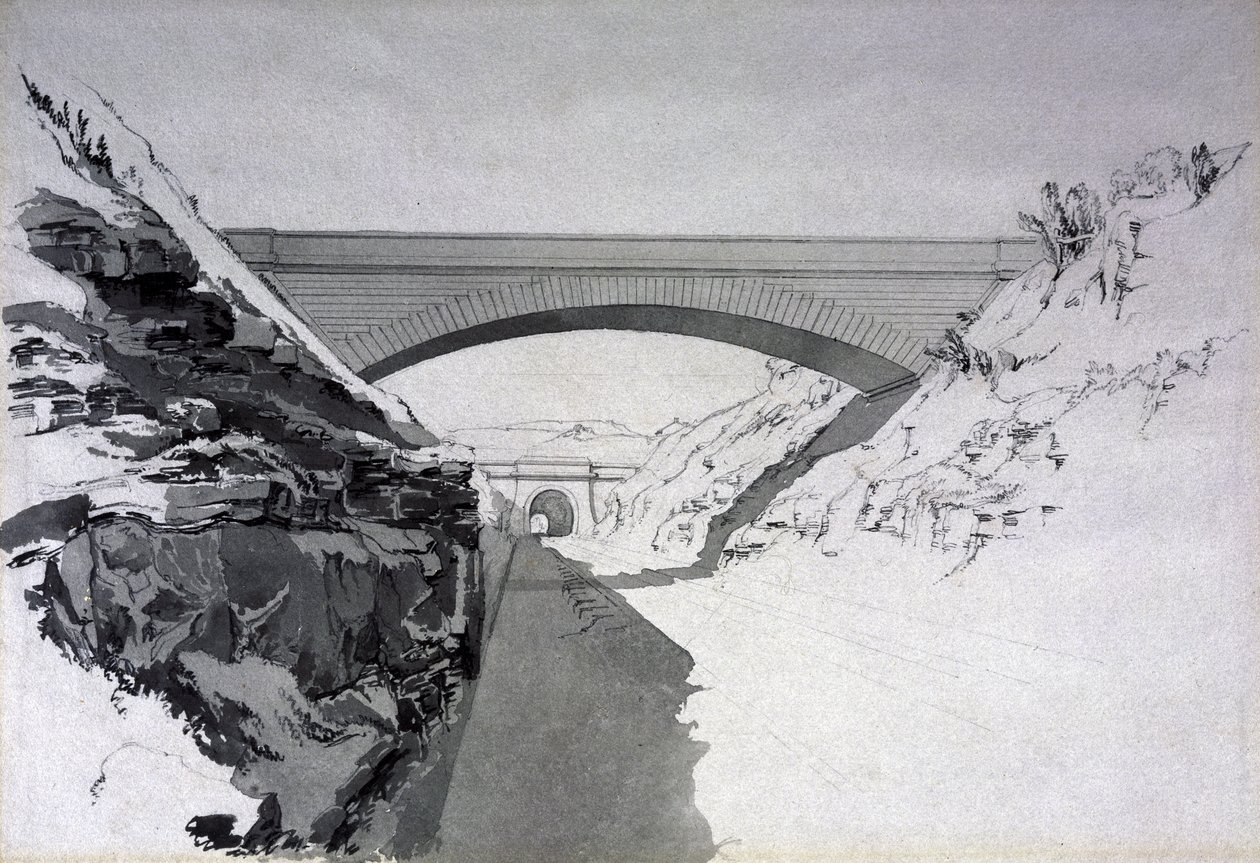 Bokträtunnel, 27 juli 1837 (penna och bläck och tvätt på papper) av John Cooke Bourne