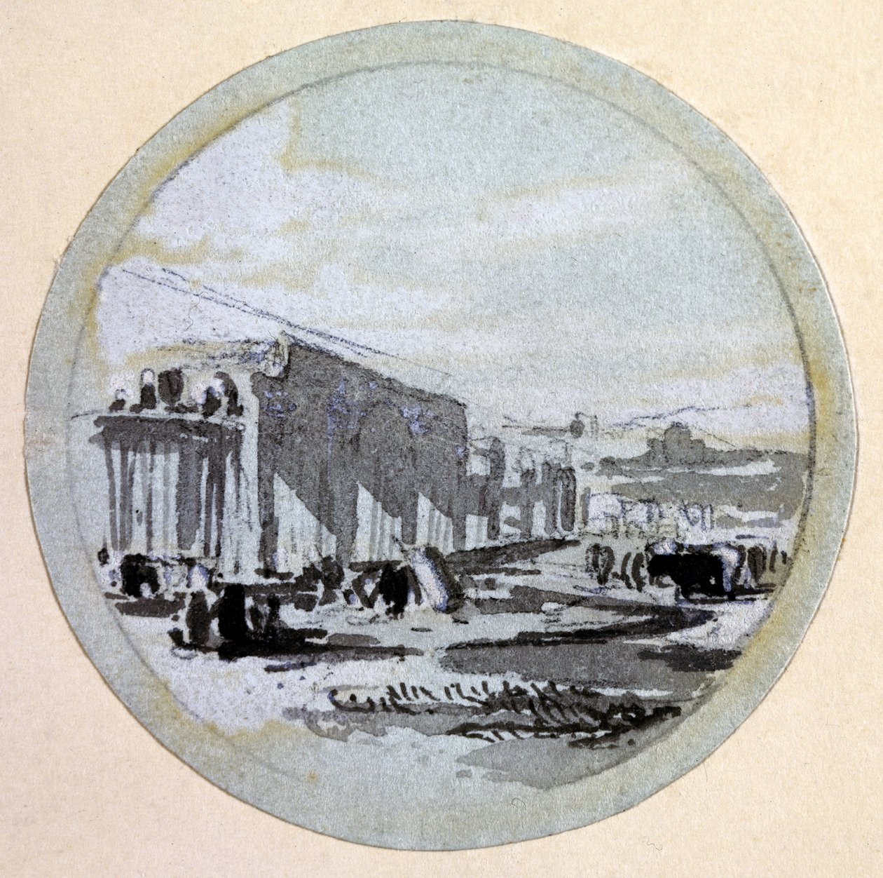 Building, London & Birmingham Railway, ca 1838 (penna & bläck och tvätt på papper) av John Cooke Bourne