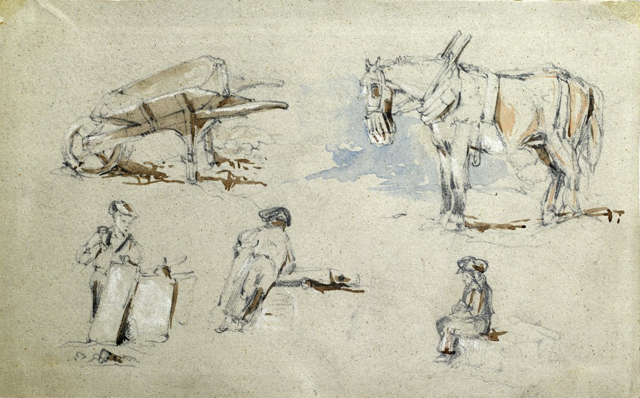 Konstruktion av London och Birmingham Railway, c.1835-38 (penna med tvätt på papper; sammansatt skiss) av John Cooke Bourne