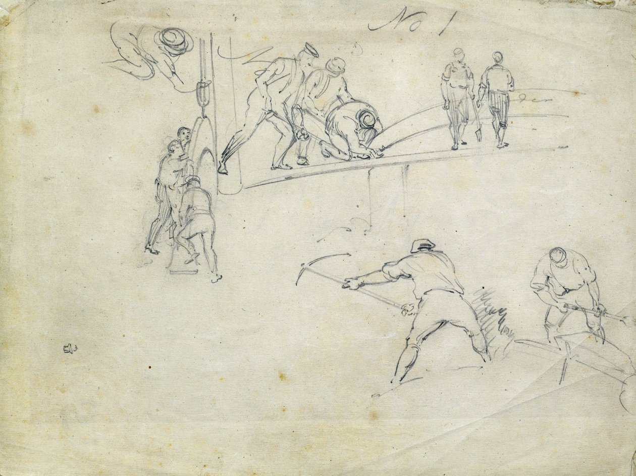 Konstruktion av London och Birmingham Railway, ca 1835 (penna på papper; sammansatt skiss) av John Cooke Bourne