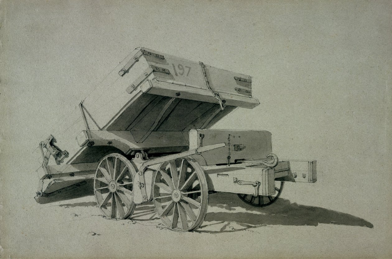 Contractors Tipping Wagon, No.3, 1830-tal (penna & bläck och tvätt på papper) av John Cooke Bourne