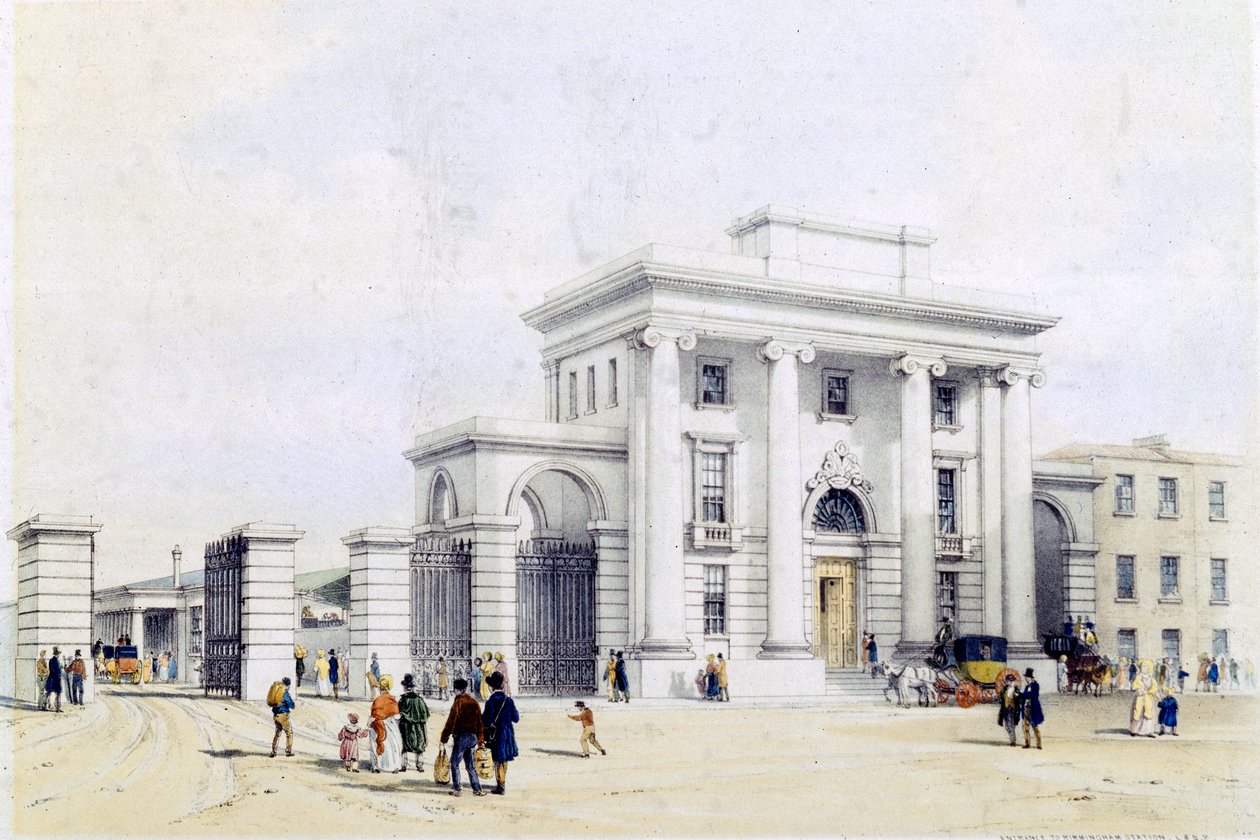 Ingång till Birmingham Station, 1838-39 av John Cooke Bourne