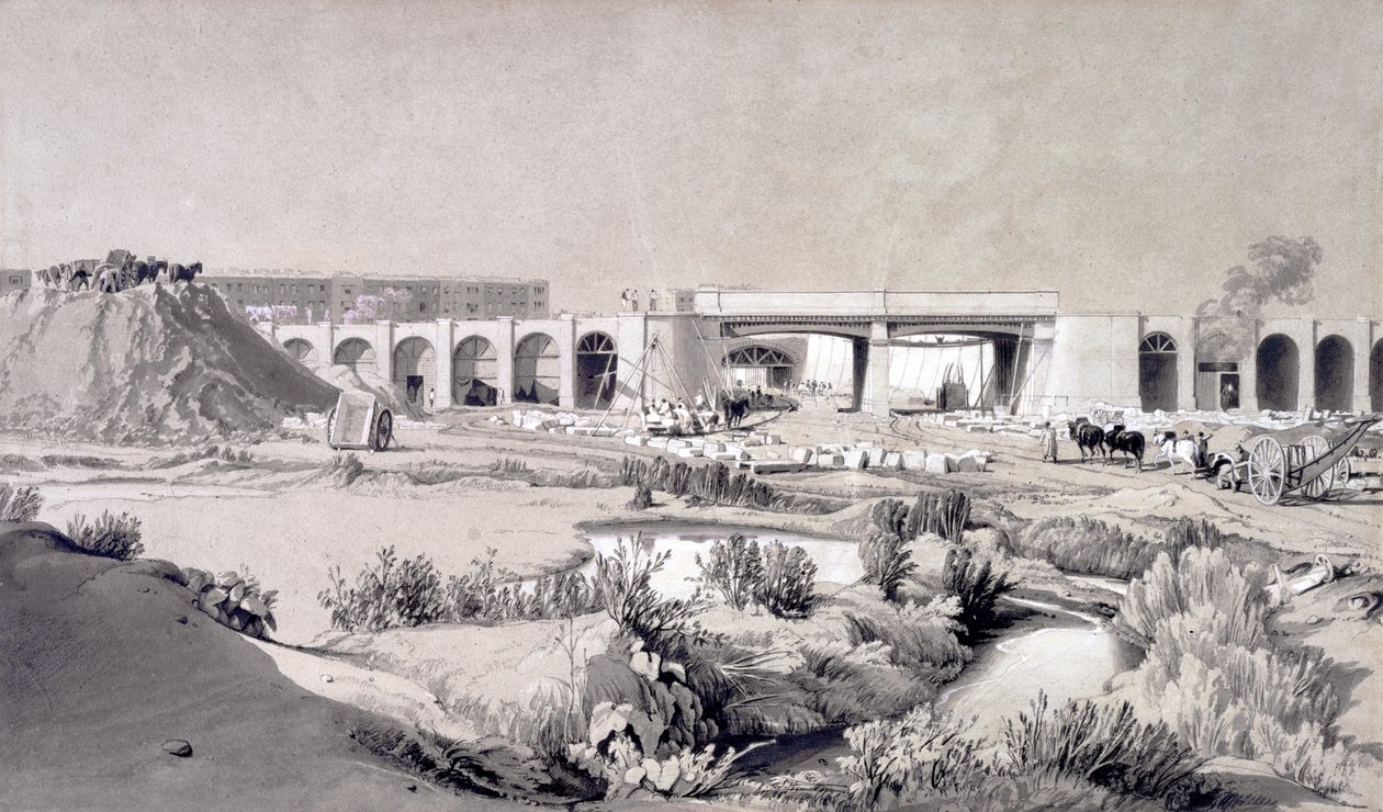 Hampstead Road Bridge, 5 oktober 1836 (penna och bläck och tvätt på papper) av John Cooke Bourne