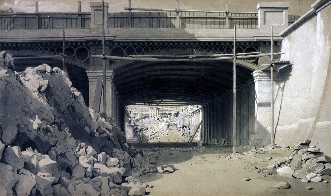 Hampstead Road Bridge, september 1836 (penna & bläck och tvätt på papper) av John Cooke Bourne