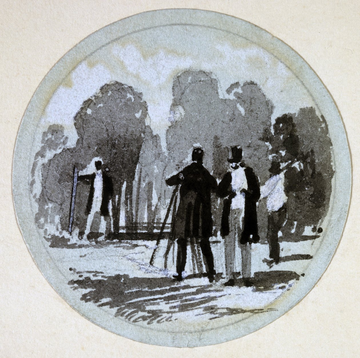 Levelling, London & Birmingham Railway, ca 1838 (penna & bläck och tvätt på papper) av John Cooke Bourne