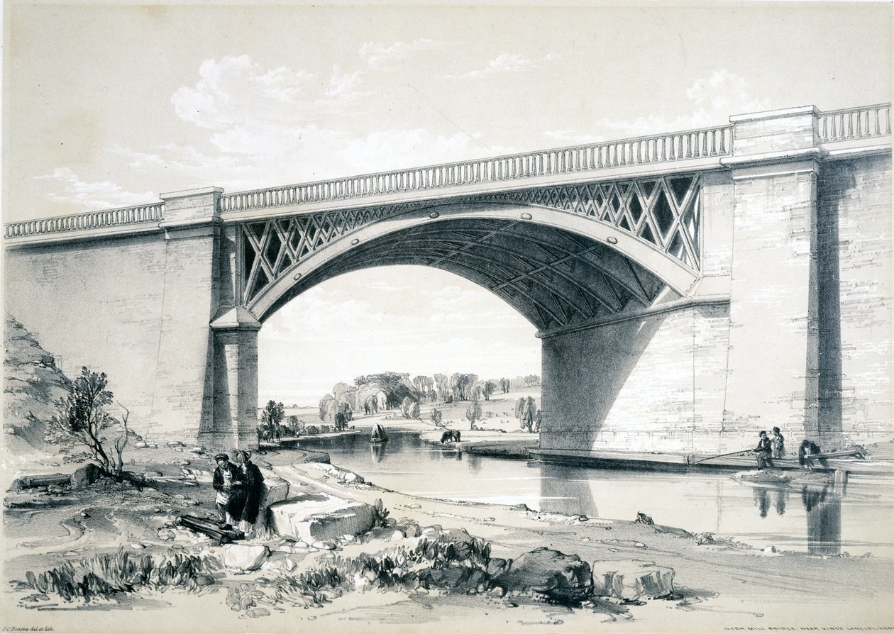 Nash Mill Bridge, nära Kings Langley, Hertfordshire, 1839 av John Cooke Bourne