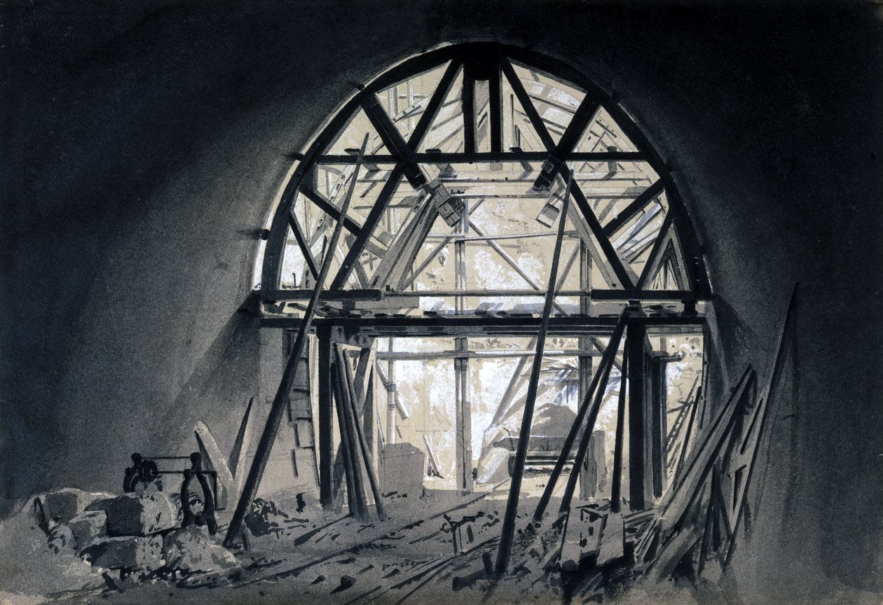 North Church Tunnel, 17 juni 1837 (penna & bläck och tvätt på papper) av John Cooke Bourne