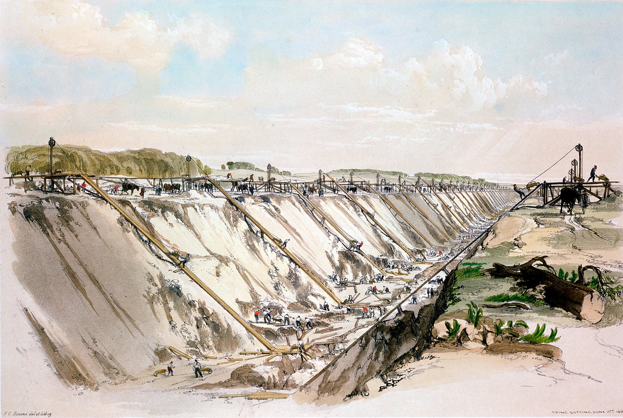 Tring cutting, London & Birmingham Railway, 17 juni 1837 1839 av John Cooke Bourne