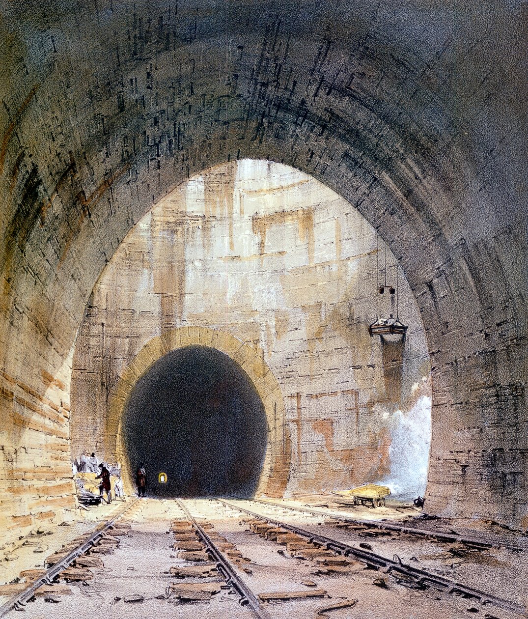 Ventilationsschakt i Kilsby Tunnel, Northamptonshire, London & Birmingham Railway, 1839 av John Cooke Bourne
