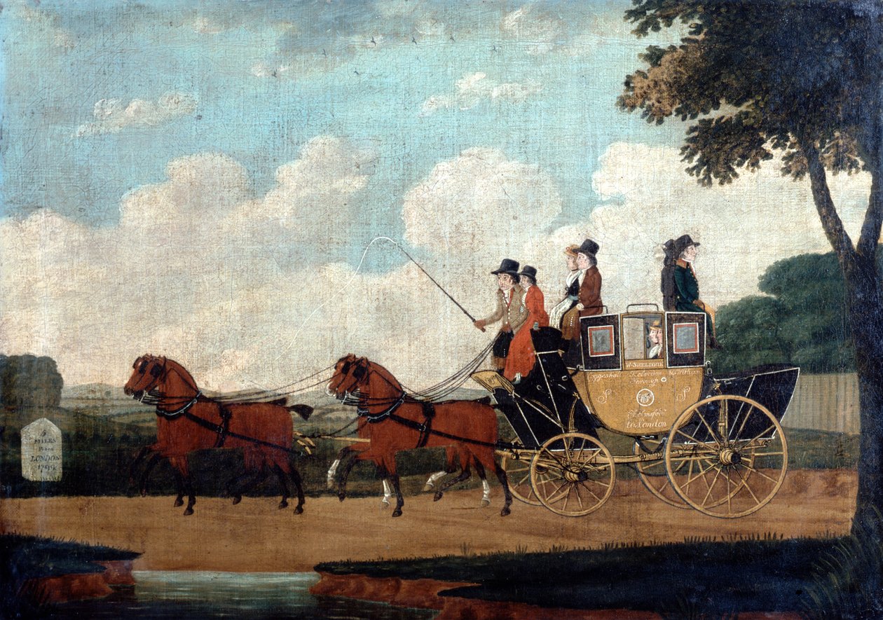The Royal Mail Coach, Chelmsford till London, 1799. av John Cordrey
