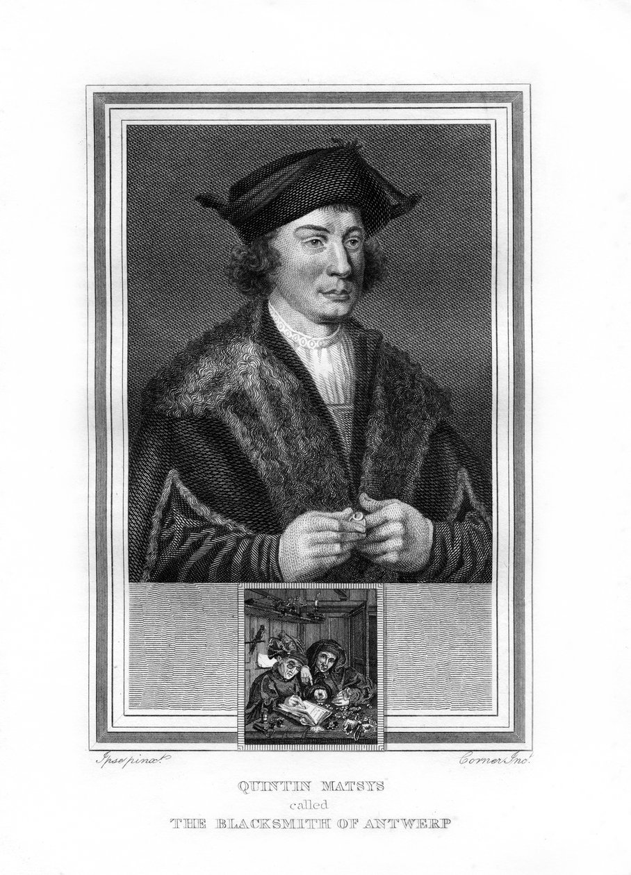 Quentin Matsys, målare i den flamländska traditionen, 1825. av John Corner