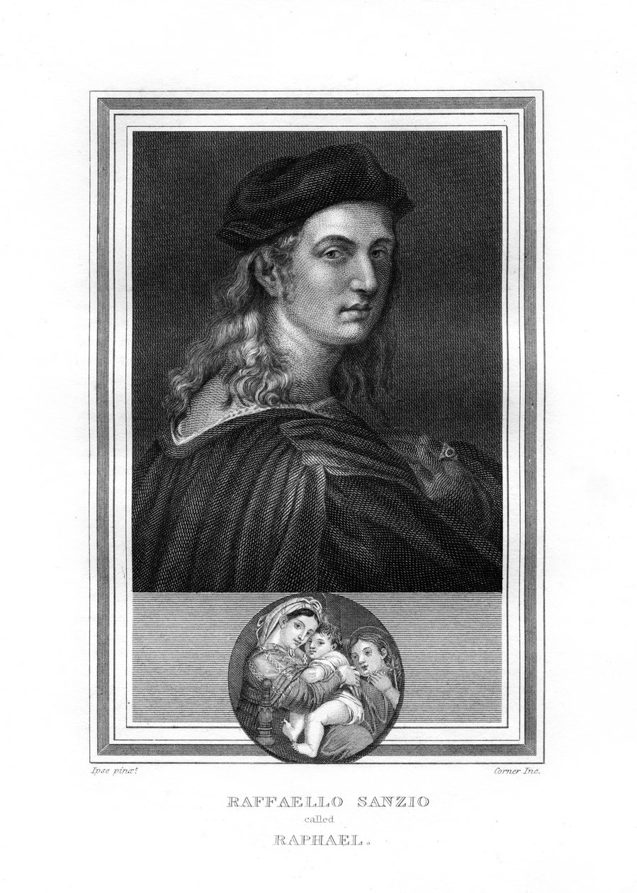 Raphael eller Raffaello, målarmästare och arkitekt för den florentinska skolan, 1825. av John Corner