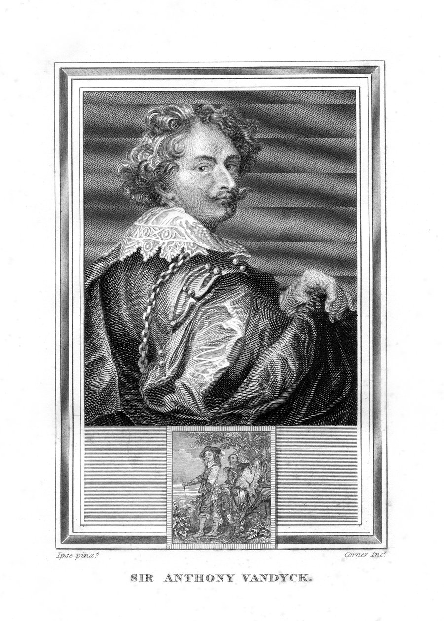 Sir Anthony Anton van Dyck, 1599-1641, flamländsk målare, 1825. av John Corner