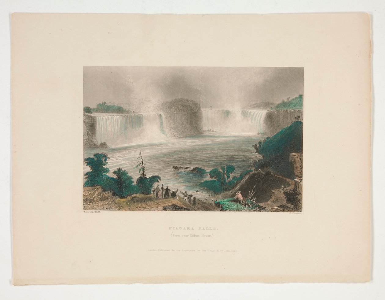 Niagara Falls (Från nära Clifton House), illustration för Nathaniel Parker Willis av John Cousen