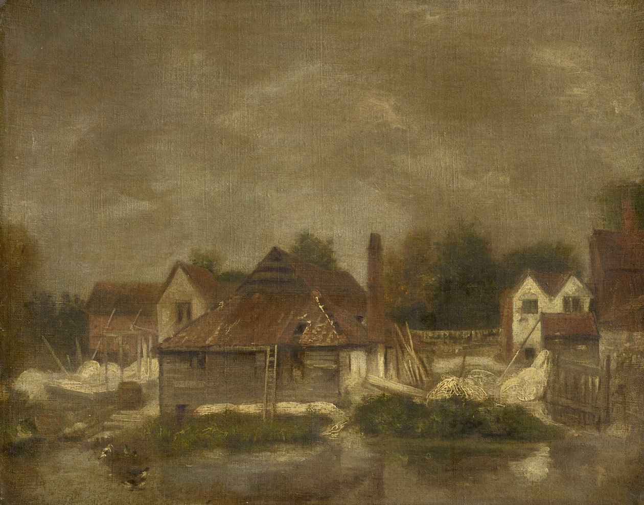 Bodar och gamla hus på Yare, c.1803 av John Crome