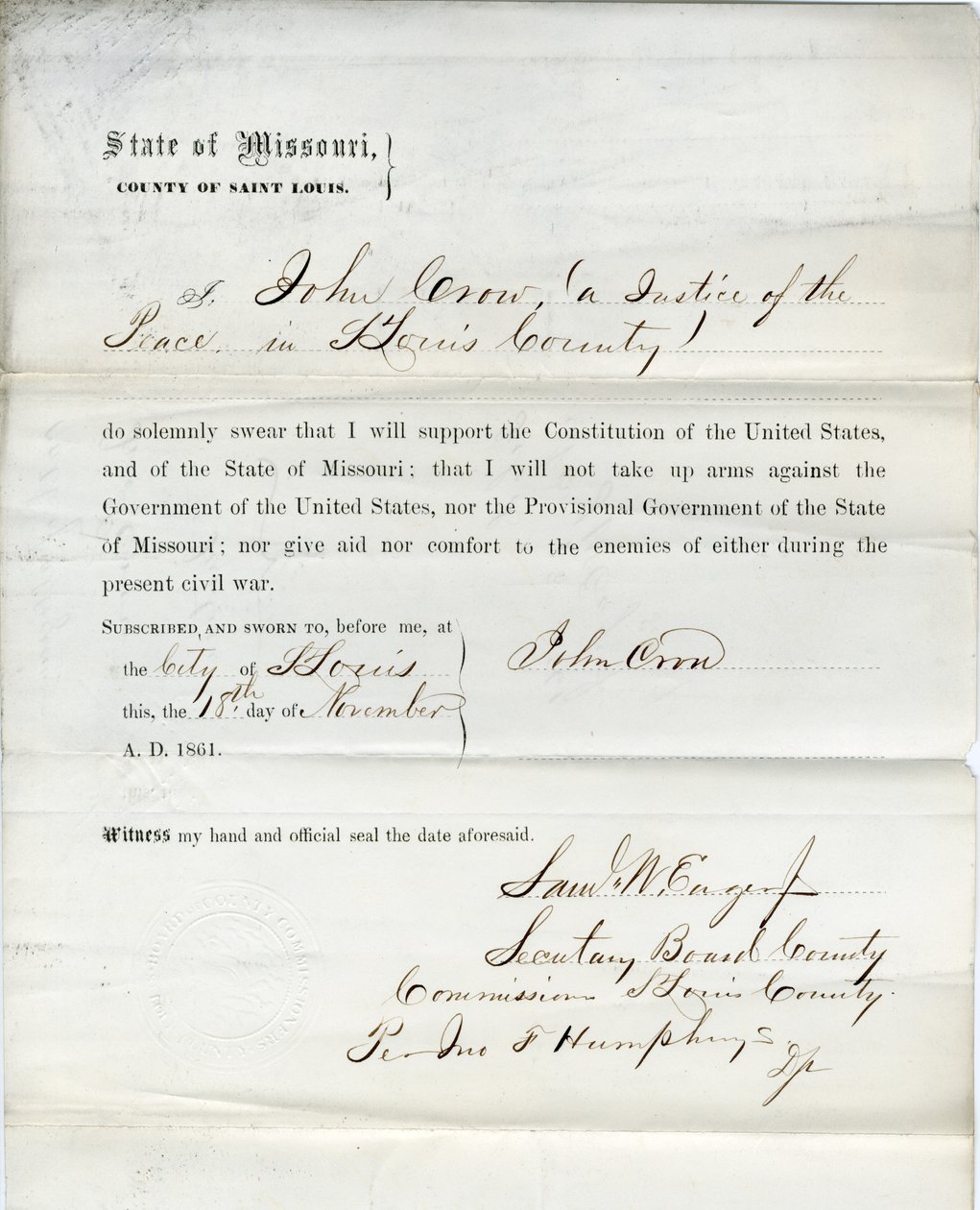 Lojalitetsed av John Crow från Missouri, grevskapet St. Louis av John Crow