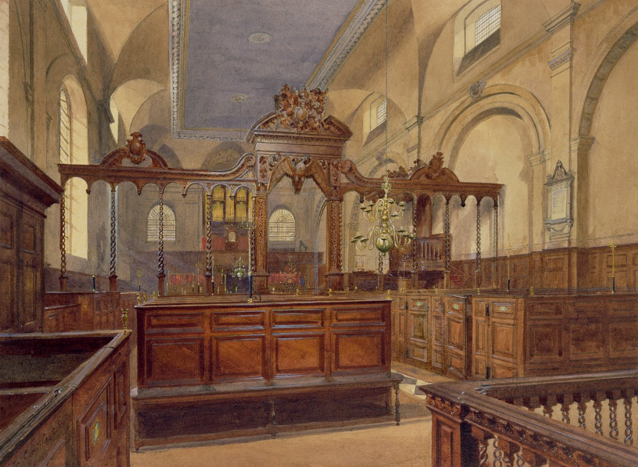 All Hallows The Great, Thames Street, interiör, 1884 av John Crowther