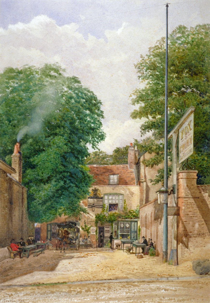 Fox and Crown Public House, Highgate, London, 1892 av John Crowther