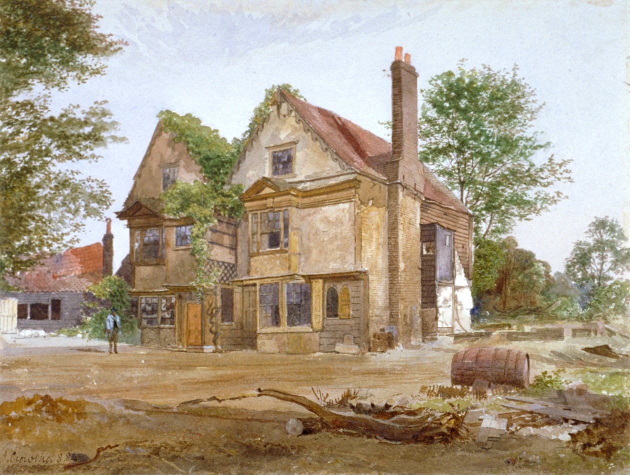 Framifrån av Basing Manor House, Peckham High Street, Camberwell, London, 1884 av John Crowther