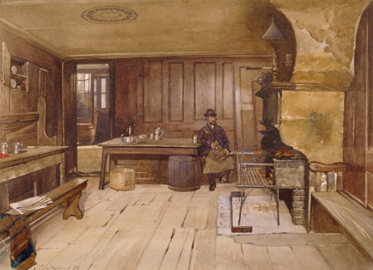 Interiör av kranrummet i Sieve pub, Church Street, Minories, London, 1885 av John Crowther