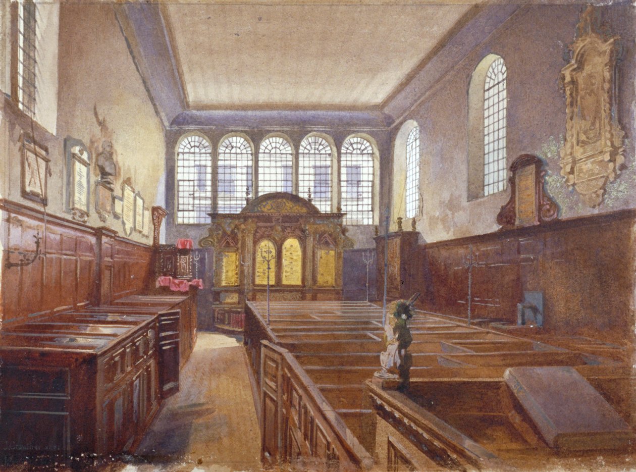 Interiörvy av Church of St Matthew, Friday Street, City of London, 1881 av John Crowther
