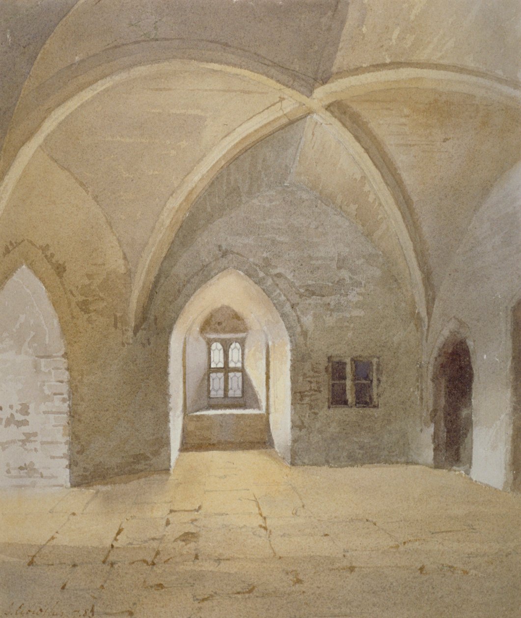 Interiörvy av fängelset i Bowyer Tower, Tower of London, Stepney, London, 1883 av John Crowther