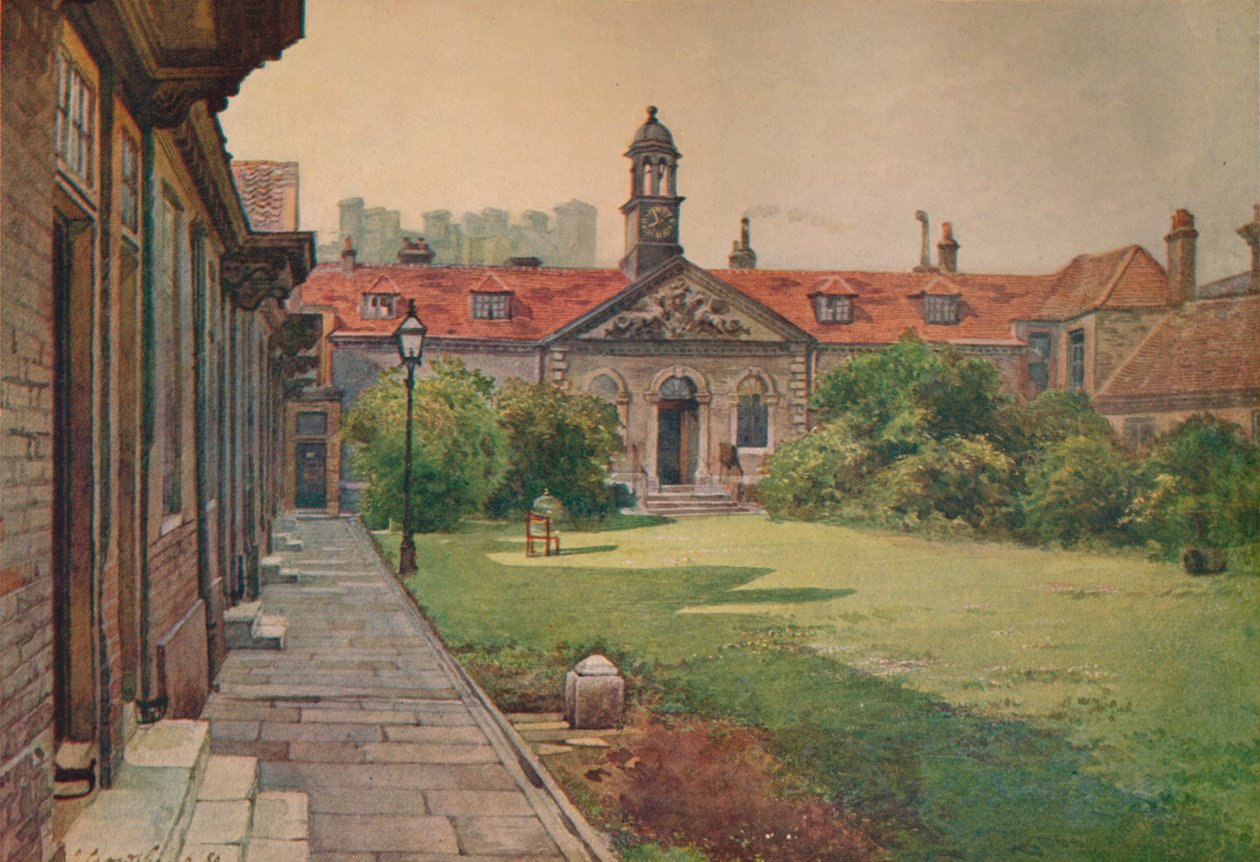 Lady DAcres Almshouses, trädgårdsfront, c1880 1926 av John Crowther