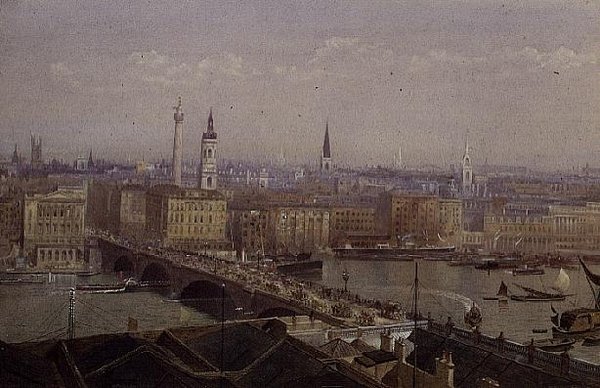 London Bridge som visar monumentet av John Crowther
