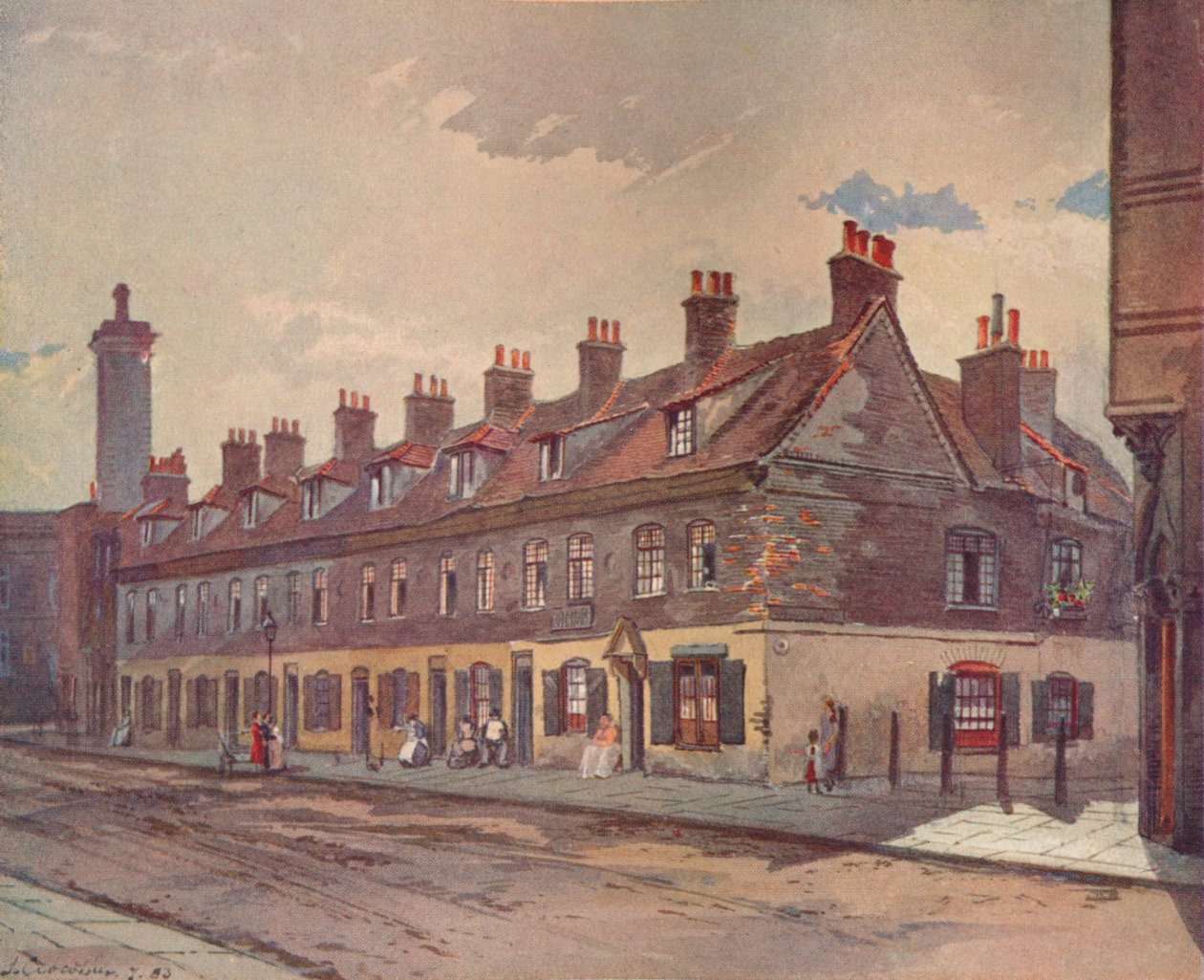 Gamla hus i Pye Street, Westminster, London, 1883 1926 av John Crowther