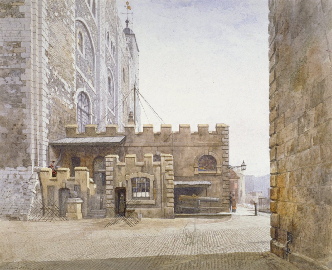 Ordnance Office på botten av White Tower, Tower of London, Stepney, London, 1883 av John Crowther