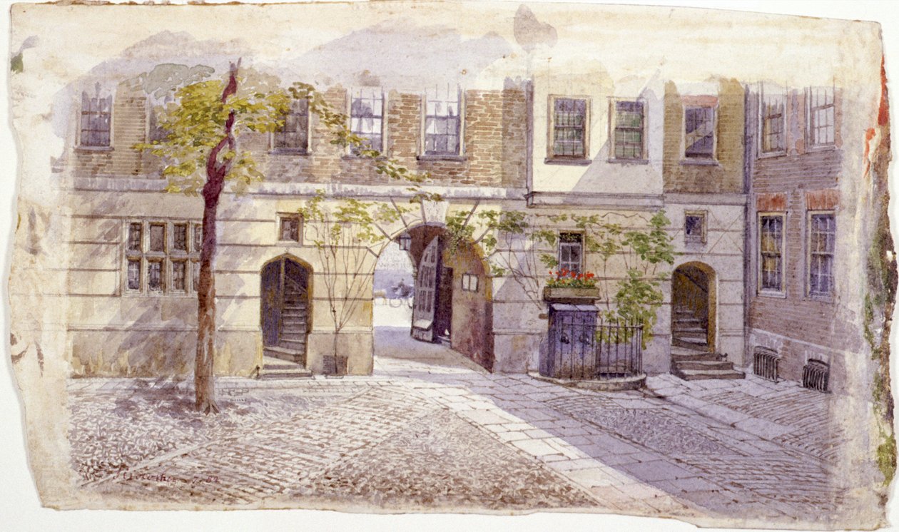 Utsikt från ingången till Staple Inn, London, 1882 av John Crowther
