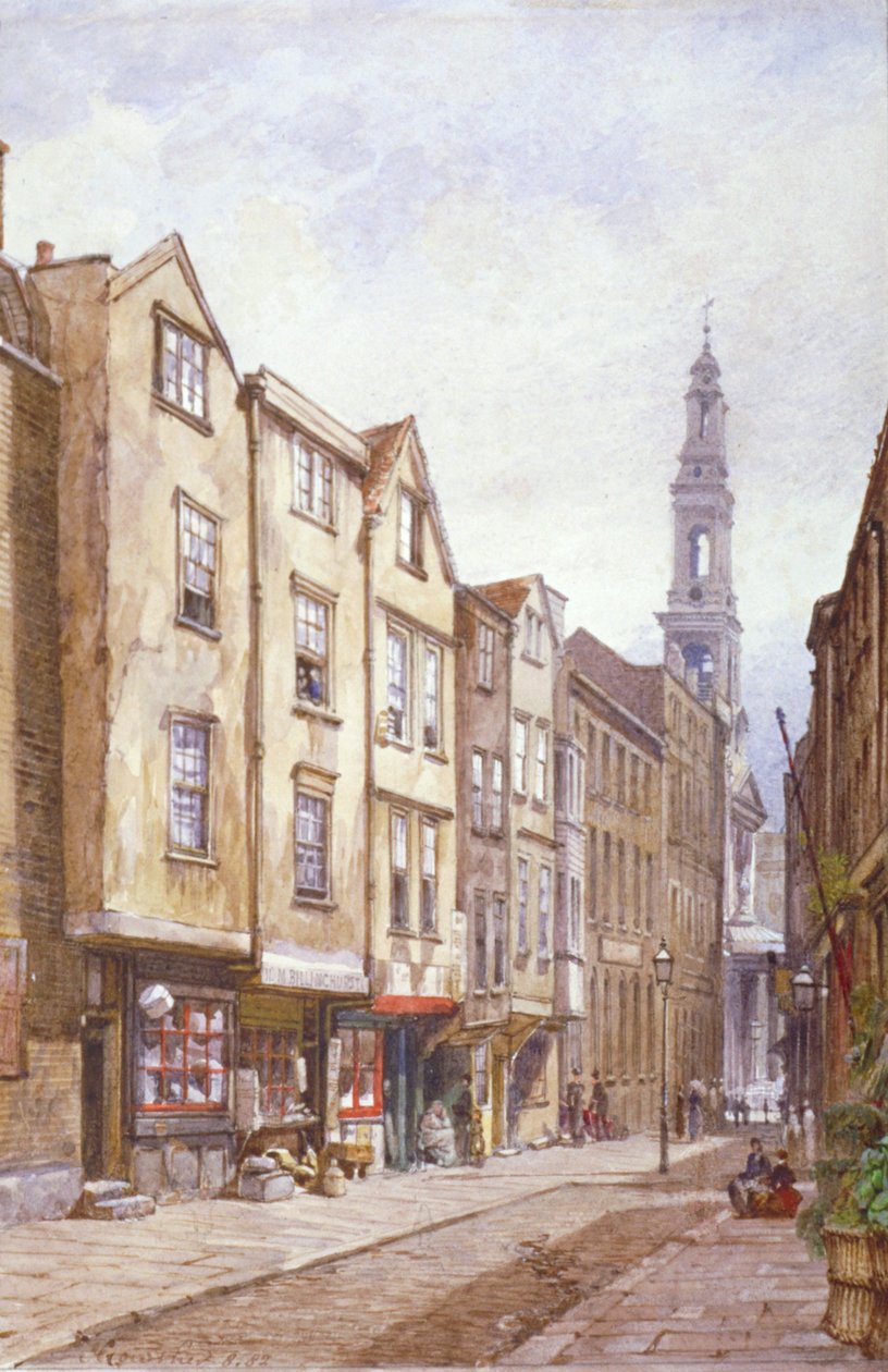 Utsikt över Drury Court, med utsikt mot St Mary le Strand, Westminster, London, 1882 av John Crowther