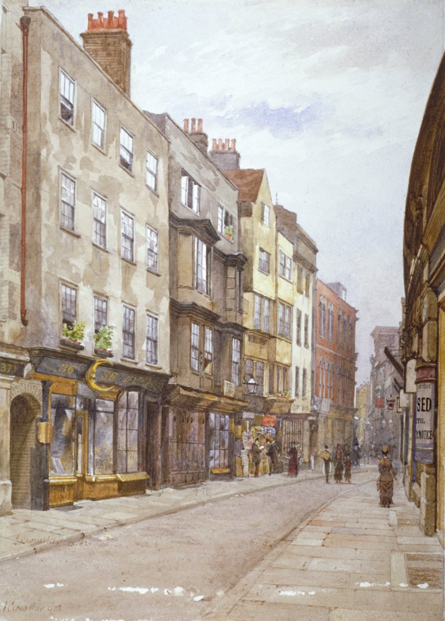 Utsikt över Hollywell Street, västerut, Westminster, London, 1882 av John Crowther