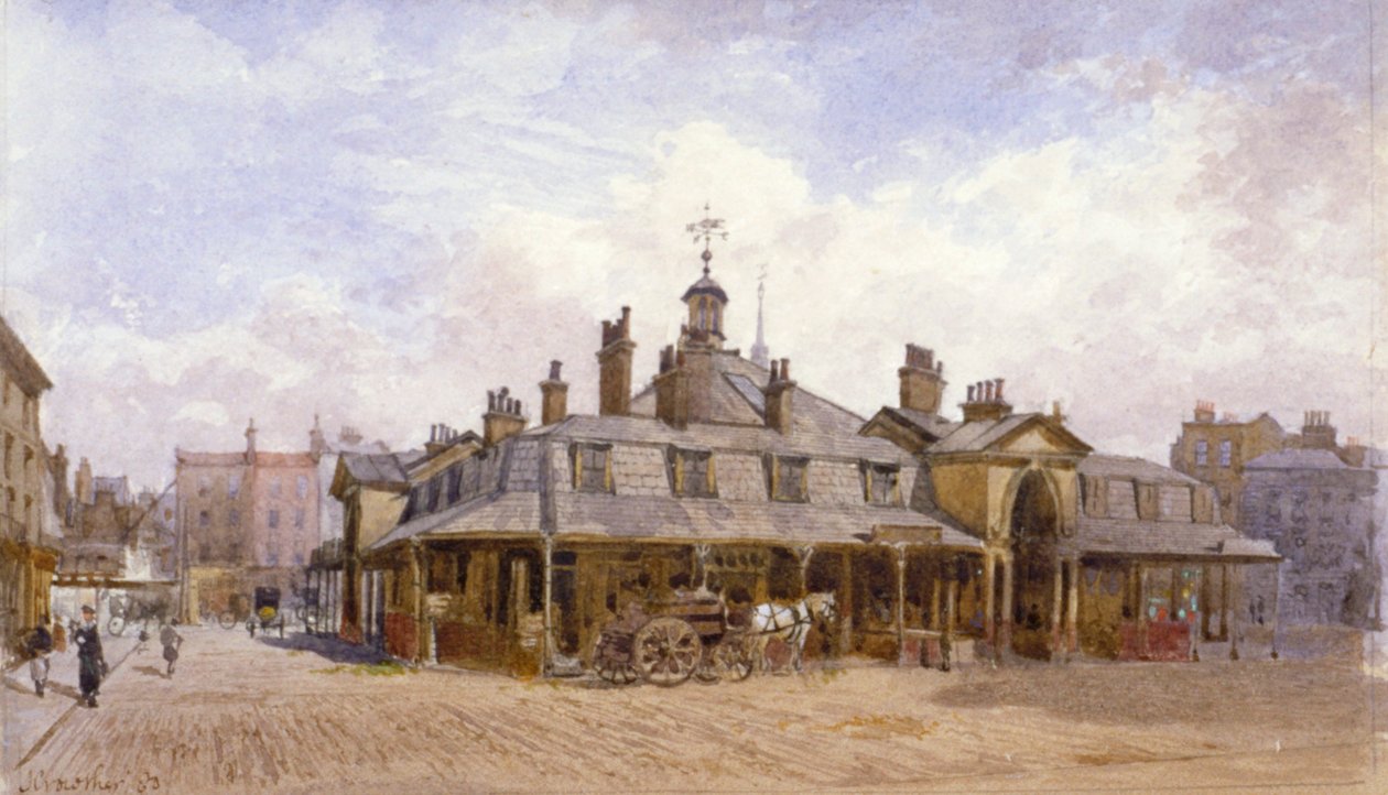 Utsikt över Oxford Market, St Marylebone, Westminster, London, c1880 av John Crowther