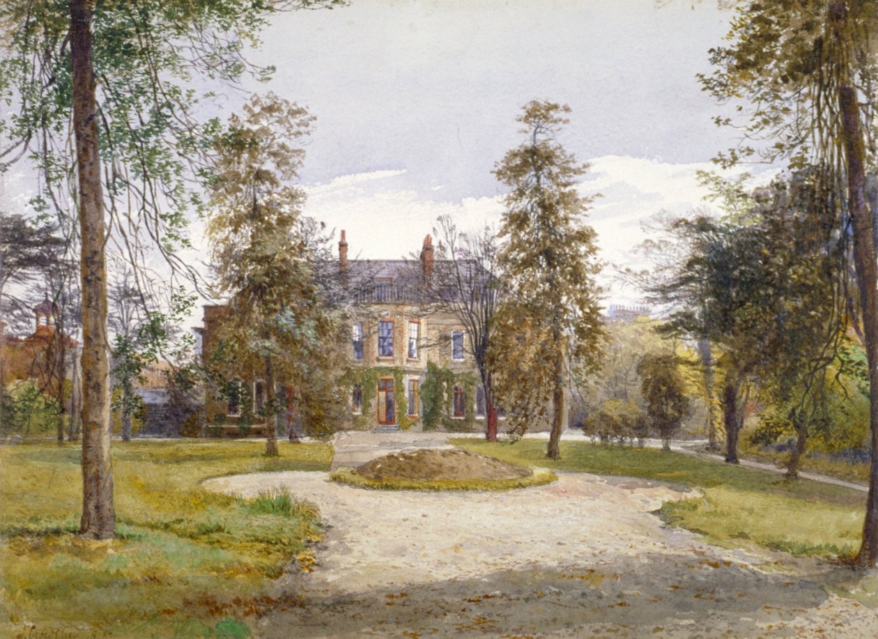 Utsikt över Stockwell Park House från trädgården, Lambeth, London, 1887 av John Crowther