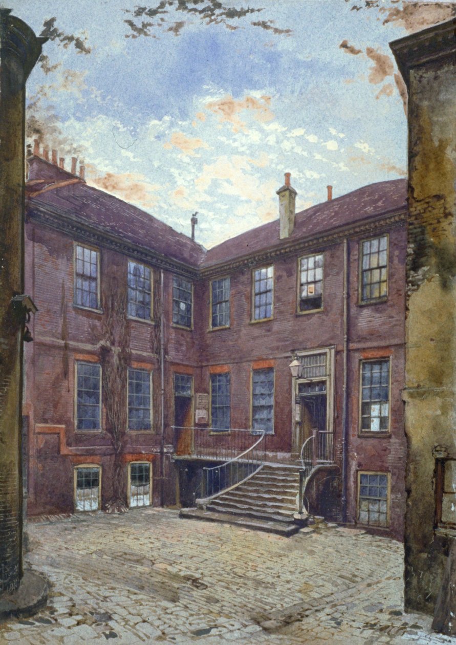 Utsikt över ett gammalt hus på Great Winchester Street, City of London, 1880. av John Crowther