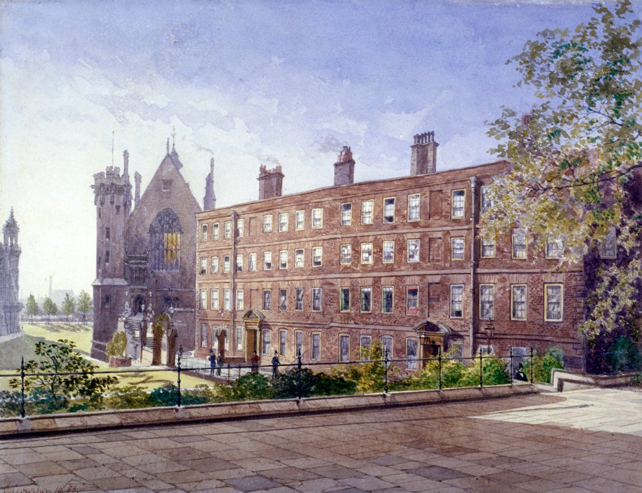 Utsikt över Garden Court nr 3 och 4, Middle Temple, London, 1883. av John Crowther